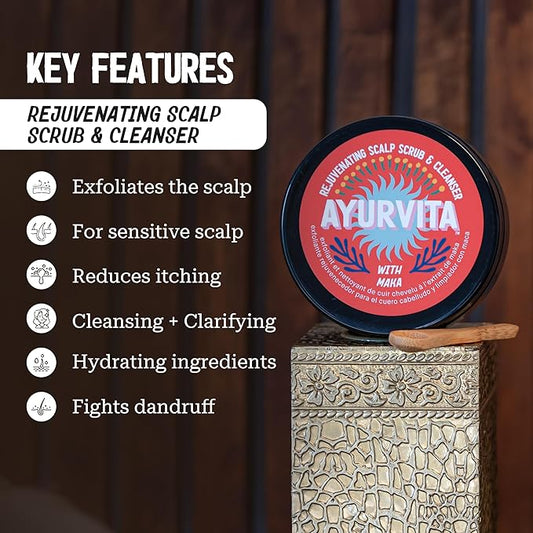 Scalp Scrub & Cleanser – Perfect Exfoliating Scalp Care - Best for Hair Care & Hair Growth - Instant Relief for Irritated Scalps – Restorating Ayurvedic Hair Treatment - 6.7 oz