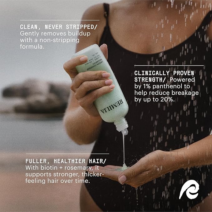 REMILIA Green Goddess Shampoo for Damaged Hair – With Rosemary Oil & Green Tea Extract – Cleansing, Strengthening, Vegan – Made in USA – 8.5 fl oz