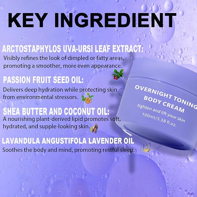 Overnight Toning Whip Belly, Body Firming Oil Cream, Skin Tightening Cream for Women, Anti Wrinkle Moisturizing, Target Stretch Marks, Tight Cellulite Firmness of Skin While Sleeping