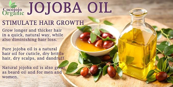 Dr Joe Lab Jojoba Oil Organic, for Hair Growth, Skin, Face, 100% Pure Natural, Cold Pressed, Deep Moisturizing Anti-Aging, Essential Oils - 8 Fl Oz