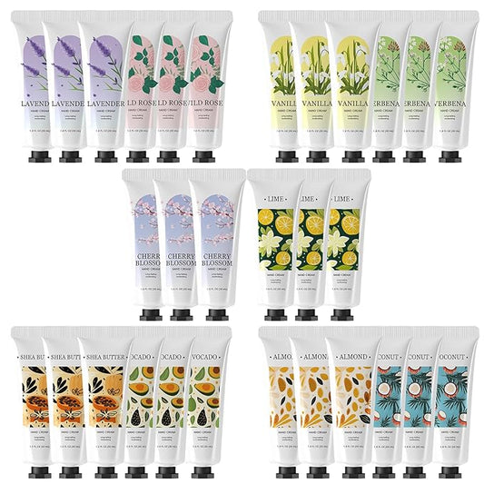 BODY & EARTH 30 Pack Hand Cream Bulk, Mini Hand Lotion, Travel Size Lotion for Women, Teacher Gifts, Bridesmaid Gifts and Bachelorette Party Favors