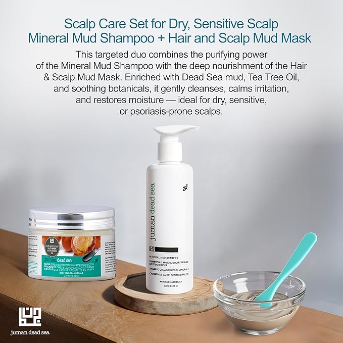 Juman Dead Sea Minerals Shampoo and Conditioner Set | Scalp Care for Dry & Sensitive Scalp | Enriched with Plant Extracts | Free from Sulfates & Parabens | Vegan | Pack of 2