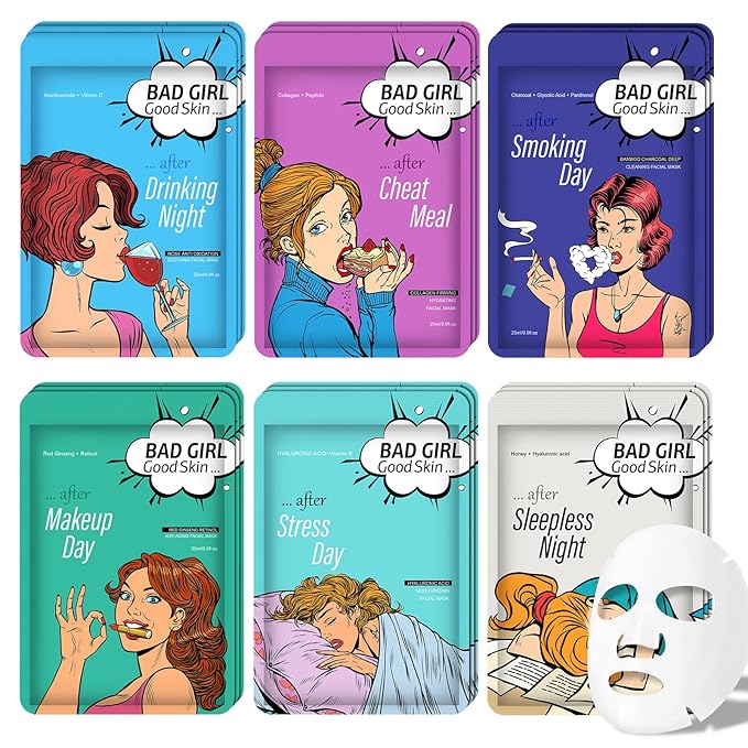 Face Masks Skincare Set for Girl,Moisturizing Collagen Facial Masks for Women Home Spa,Hyaluronic Acid Face Mask for All Skin Types,Day Night Facial Mask Hydrating,Deep Cleaning,Oil Contral(18Pack)