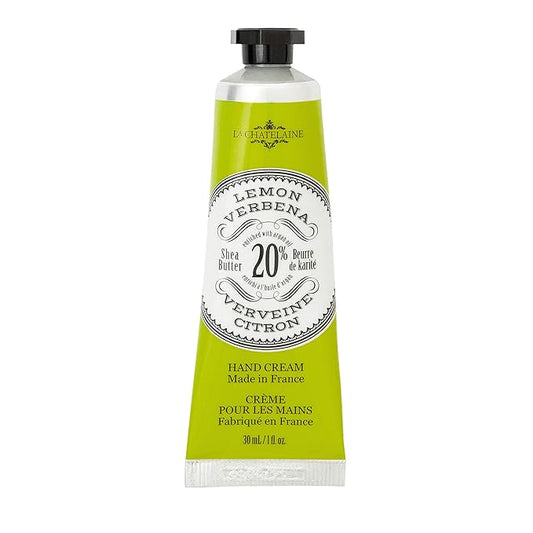 La Chatelaine 20% Shea Butter Hand Cream Travel Size, Organic Argan Oil, Moisturizing, Nourishing, Repairing, Extra-Rich Hand Lotion, Made in France, Paraben Free, 1 oz / 30ml (Lemon Verbena)