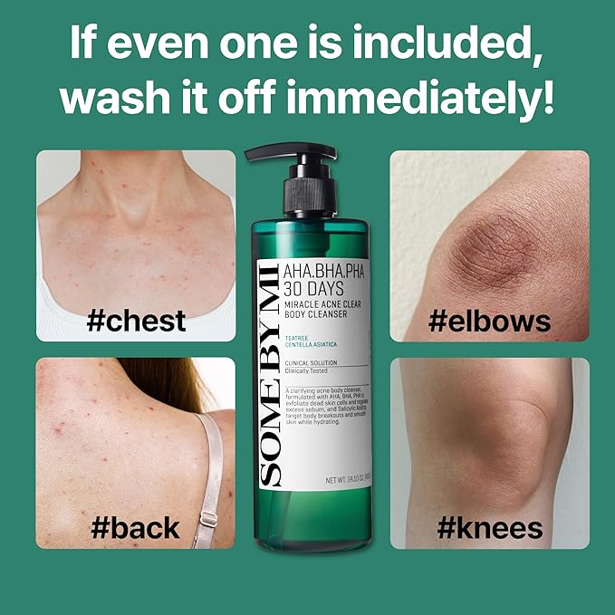 SOME BY MI AHA BHA PHA 30 Days Miracle Acne Clear Body Cleanser - 13.5oz, 400ml - Daily Exfoliating Tea Tree Acne Body Wash with Salicylic Acid - Deep Cleanses Sebum and Impurities - Korean Skin Care