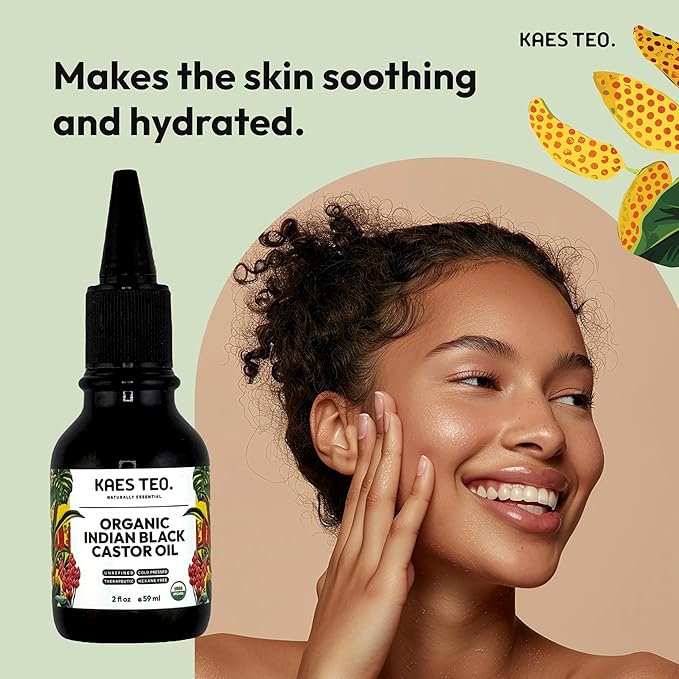 Organic Black Castor Oil for Hair Growth - Not Jamaican Black Castor Oil, 100% Pure Cold Pressed Hexane Free - USDA Certified, Skin, Nail, Scalp, Face, Thicker Eyebrows, Lashes 2 Fl Oz