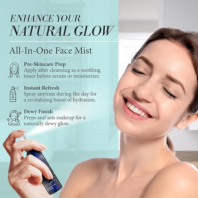 Repechage Algo Mist Hydrating Seaweed Facial Spray for All Skin Types - Hydrating Face Mist Travel Size, Aloe and Vitamin C Infused Keeps Skin Glowing, Hydrated, Refreshed and Nourished, 2 fl oz.