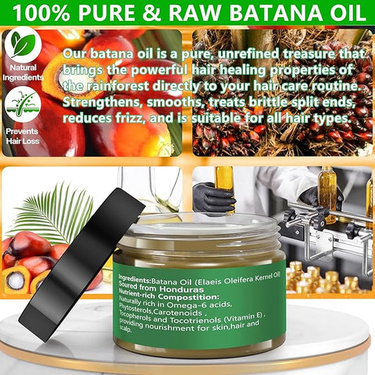 Go Ho Raw Batana Oil for Hair Growth,100% Pure Batana Oil Organic Dr. Sebi,Rich in Vitamin E,Scalp & Hair Strengthening Oils(4.23oz)