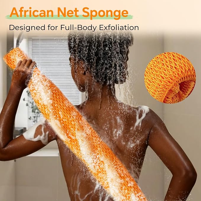 Kojic Acid Soap with African Sponge Net, 4oz Turmeric Soap Bar, Fresh Citurs Scent, Gentle for Face and Body Wash with Vitamin C, Retinol (2 Pack)
