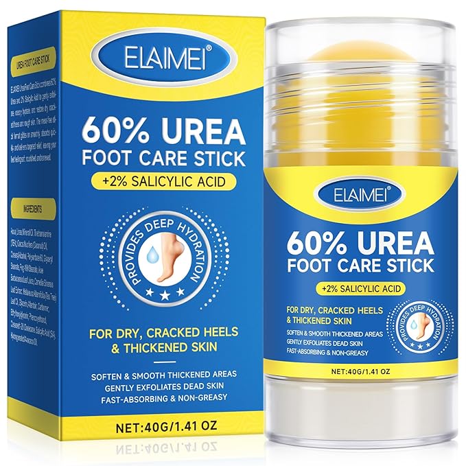 Urea Foot Cream Stick, Urea Cream 60 Percent for Feet Maximum Strength, Foot Cream for Cracked Heels and Dry Skin, Cracked Heel Repair Cream, Foot Moisturizer, 1.41 Oz