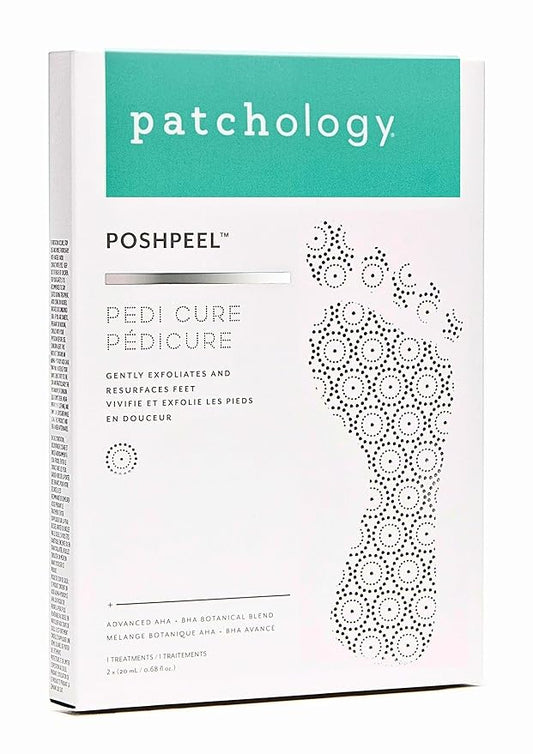 Patchology PoshPeel Pedi Cure - Foot Peel Mask Soak Treatment, Feet Peeling Mask, Pedicure Booties with Deep Exfoliation for Baby-soft Skin, Pedicure Supplies for Foot Care, 1 Pair