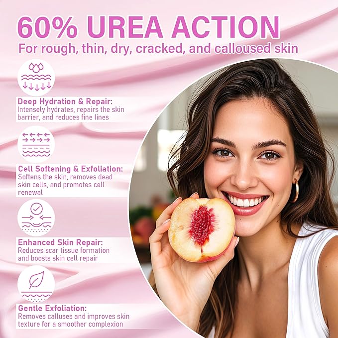 Urea Cream 60 Percent For Feet Maximum Strength - Intensive Repair Dry Cracked Skin, Urea Cream For Feet, Foot Cream For Dry Cracked Heels, 1 Pcs - 1.42 Oz