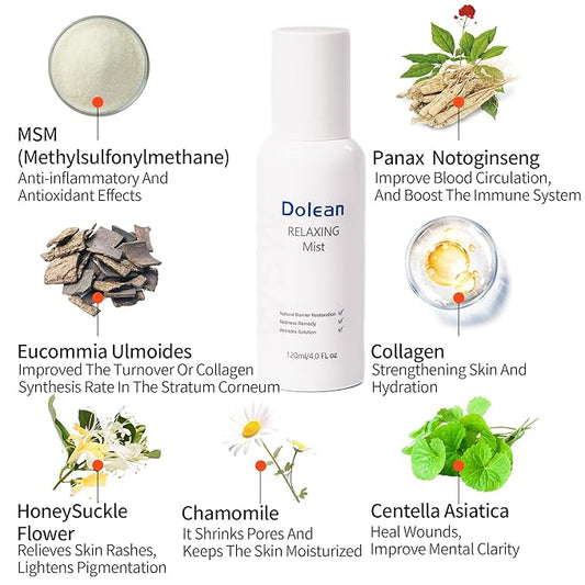 Relaxing Mist Facial Spray With Msm And Collagen, Face Mist Hydrating And Redness Remedy,No Artificial Fragrance, Body/Skin Care, 4 Fl Oz