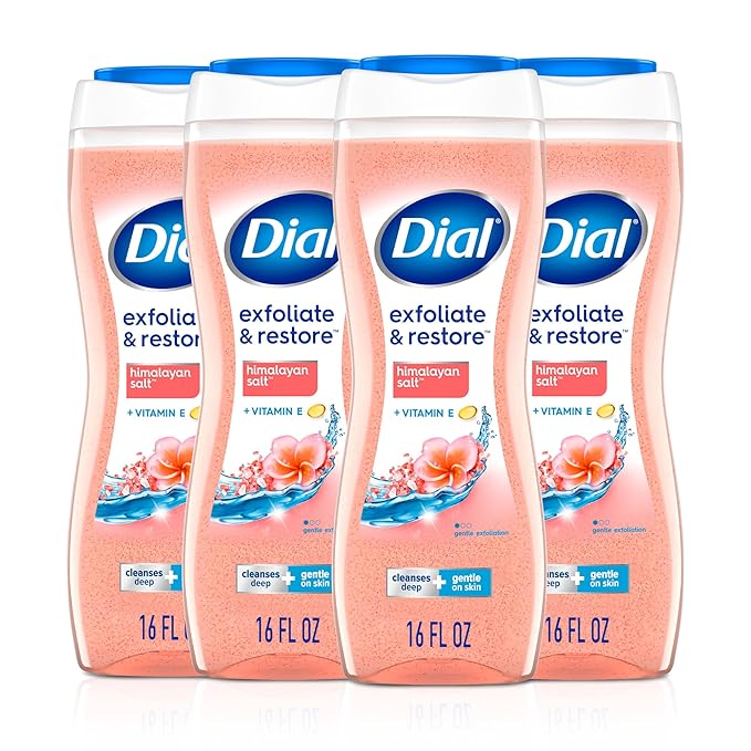 Dial Body Wash, Exfoliate & Restore Himalayan Salt, 16 Fl Oz (Pack of 4)