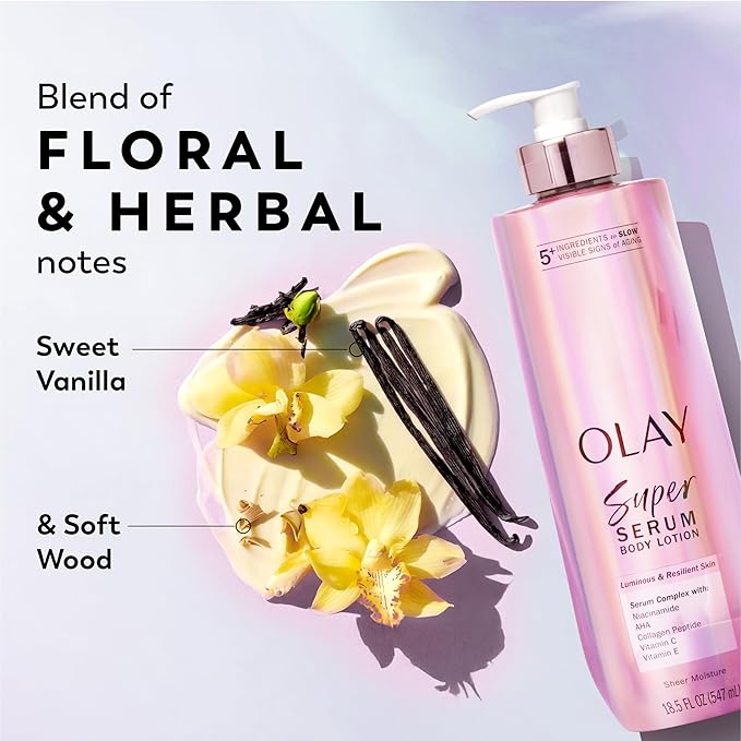 Olay Super Serum Body Wash + Hand & Body Lotion Bundle for Dry Skin, 24hr Long Lasting Hydration, 5+ Ingredient Serum Complex for Luminous Skin, 18.5 fl oz (Pack of 2)