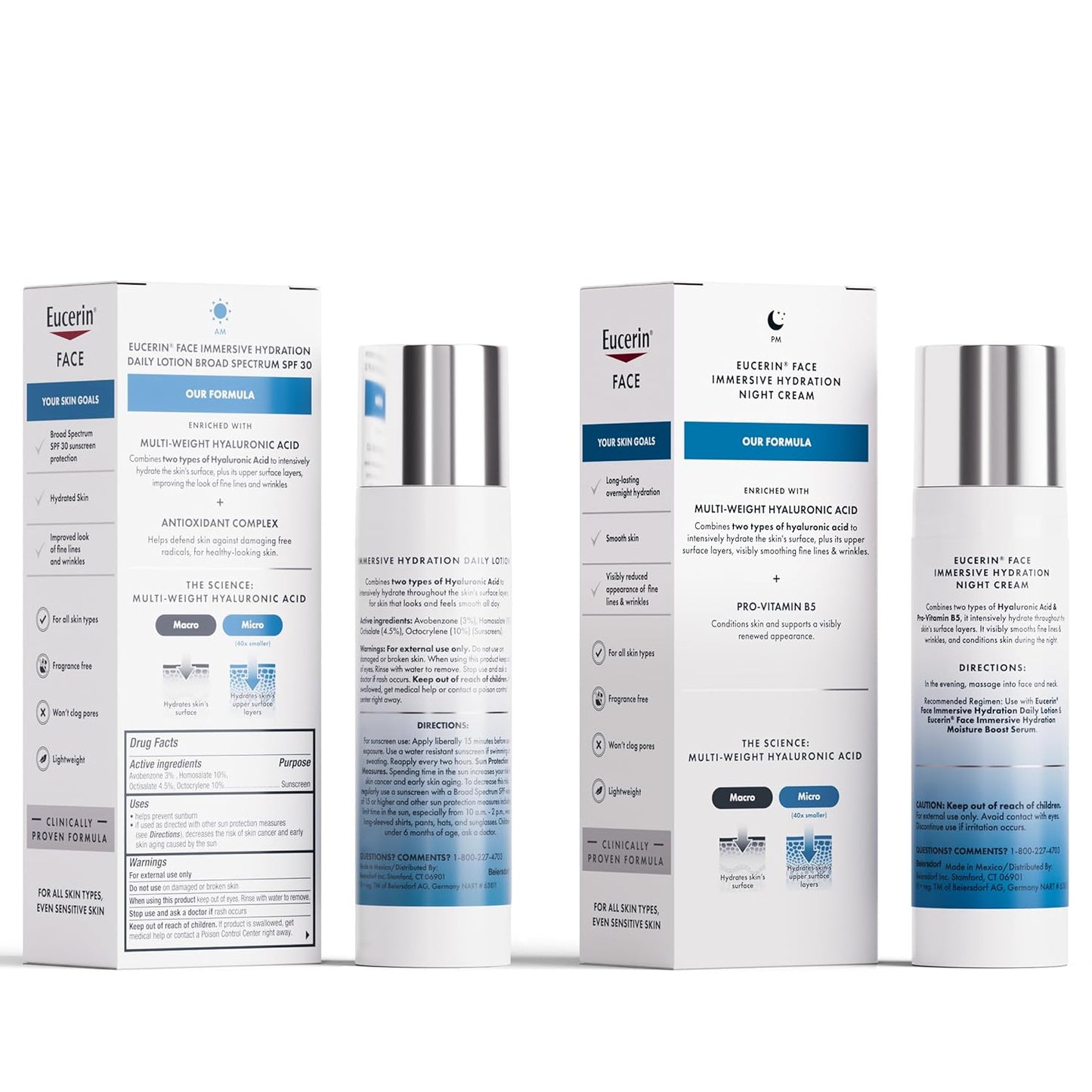 Hydrating Face Lotion & Night Cream Set – Daily SPF 30 Moisturizer + Hyaluronic Acid Night Cream for Anti-Aging, Fine Lines & Wrinkles, Korean Skincare Set (2 x 2.5 Oz)