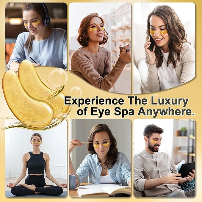 Under Eye Patches (12 Pairs) - 24K Gold Eye Masks Enriched with Abundant Collagen for Dark Circles, Puffy Eyes, Wrinkles - Gifts for Women Skin Care - Vegan & USA Tested