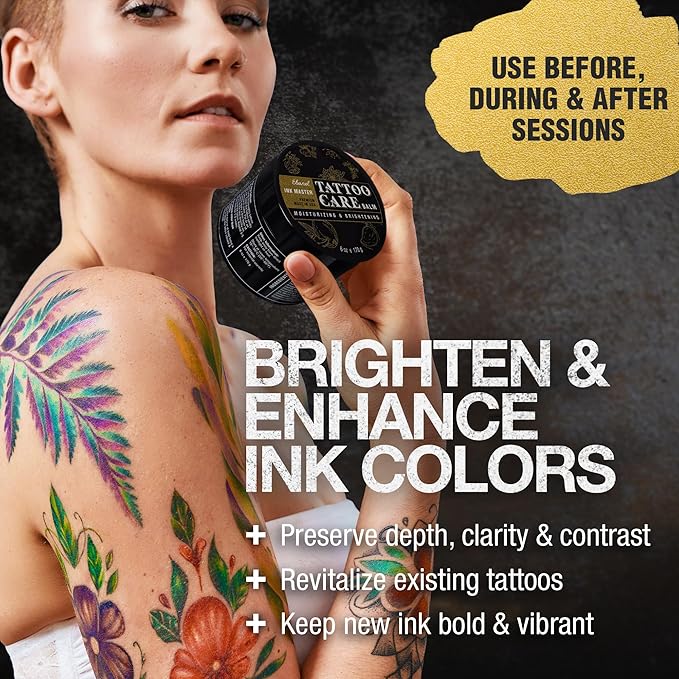 Ebanel Tattoo Balm 6oz, Premium Tattoo Aftercare Cream Brightener Ink Color Enhancing Butter Moisturizer with Herbal Essences and Essential Oils, All-Stage Tattoos Ointment After Care Kit Supplies