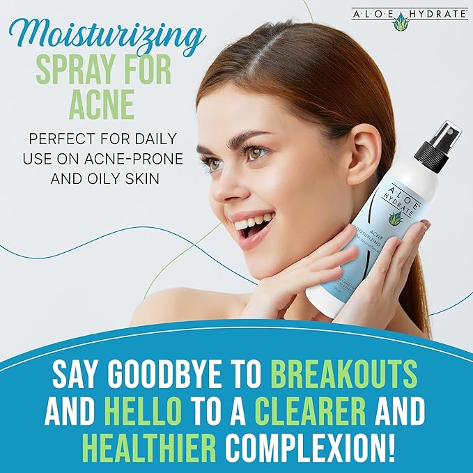 Acne Moisturizing Face Spray. Anti-Acne Face Mist of Aloe vera with Salicylic Acid, Retinol, Zinc, Niacinamide & Ceramide. Clean Hydrating Treatment for Breakouts & Sensitive Skin. Won't Clog Pores.