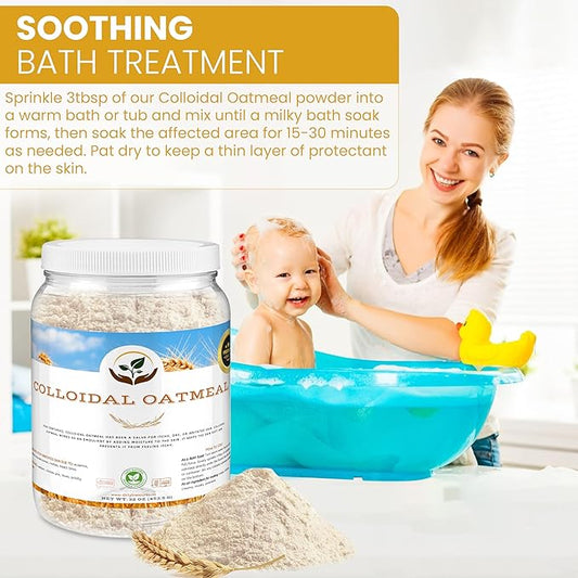Dirty Treasures Colloidal Oatmeal Bath | Eczema & Itchy Skin Relief | Baby-Safe, 100% Natural, Fragrance-Free | 2 lb (32oz)