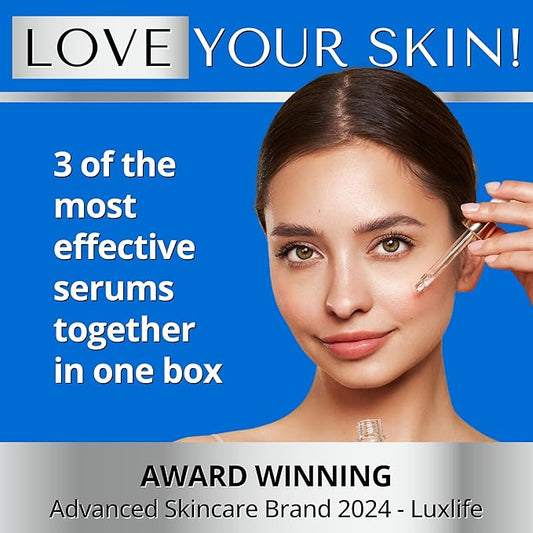 FACE SERUM SKINCARE SET – Retinol Serum for Face - Vitamin C with Niacinamide - Hyaluronic Acid Skin Care – Mens Skincare - Beauty Gifts Sets for Women – Facial Kit for Glowing Skin by DERMAWORKS