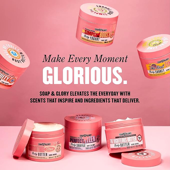Soap & Glory The Firm-inator Body Cream - Skin Hydration Body Moisturizer with Acmella Oleracea Complex, Shea Butter Lotion & Sunflower Seed Oil - Rich Skin Firming and Tightening Lotion (8.4 Oz)