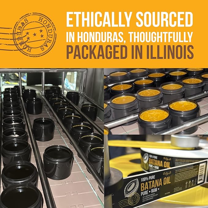 Vie Naturelle Batana Oil for Hair Growth from Honduras – Raw Unrefined – Natural Moisturizer for Skin & Hair – Traditionally Cold-Pressed from Honduran Palm Nut - 04 oz