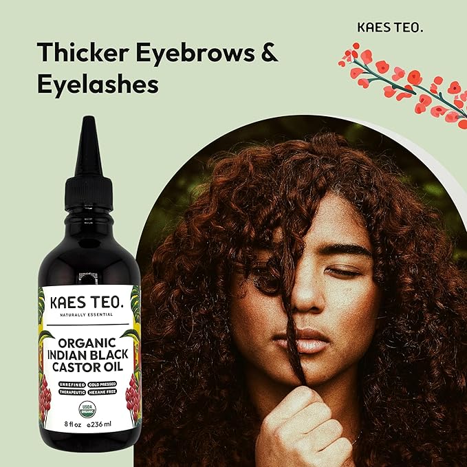Organic Black Castor Oil for Hair Growth - Not Jamaican Black Castor Oil, Moisturizes Skin, Nail, Scalp, Thicker Eyebrows, Lashes 100% Pure Cold Pressed Hexane Free - Premium Kit, 8 fl oz