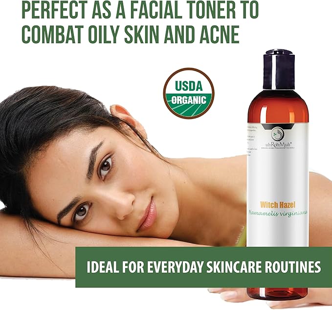 Organic Witch Hazel – 100% Pure Natural USP Astringent with 14% Alcohol | Hamamelis Virginiana Extract for Face, Skin, Hair & Wellness | Bulk & Gallon Options | 8 fl oz