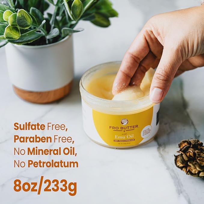 Emu Oil for Hair Growth | For Black Women | Natural Hair Butter | Deep Moisturizer for Dry, Brittle Hair | 8 oz