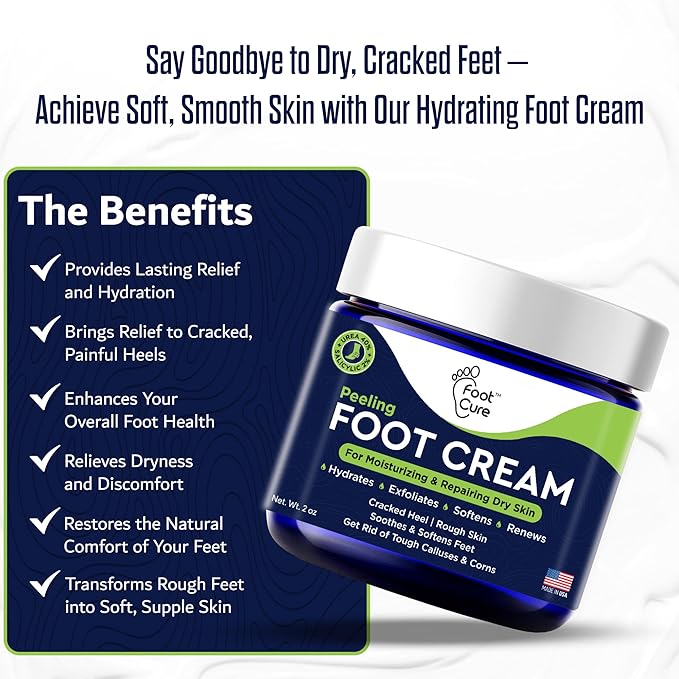 Tea Tree Oil Foot Cream - Moisturizing Athletes Foot Care For Dry Cracked Feet Cream - Heel & Callus Removal, Toenail Treatment, Ringworm Itchiness Relief - Made in USA Foot Cream, 2 Ounce Pack of 1