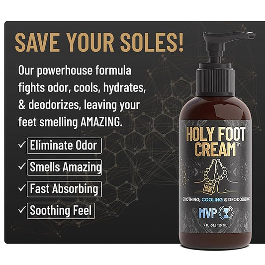 Derm Dude Holy Foot Cream, 4oz (2-Pack) | MVP & Coconut Rush Scents | Moisturizing Foot Lotion with DeoPlex for Freshness & Arrowroot for Hydration