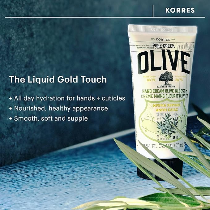 KORRES Body Care Collection, Pure Greek Olive Oil Shower Gel, Body Lotion and Hand Cream Moisturizer for Dry Skin, Moisturizing and Hydrating for Smooth, Supple Skin, Olive Blossom, 3 Piece Gift Set