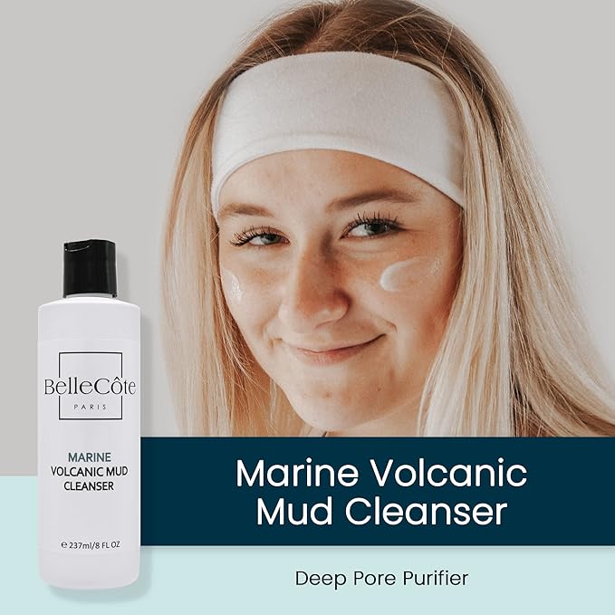 Marine Volcanic Mud Face Cleanser - Detoxifying Clay Oily & Combination Skin, Pore Reduction and Acne | Ideal Face Cleanser for Men & Women Especially After a Vigorous Workout