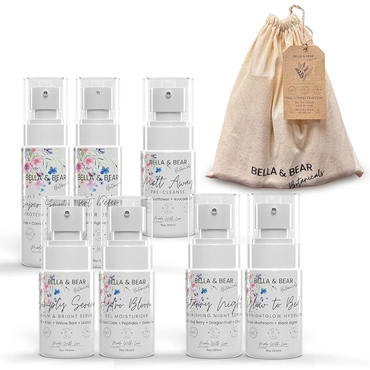 Bella & Bear The Complete Ritual: Ultimate AM & PM Skincare Collection - 9-Step Full Day & Night Routine for Radiant, Balanced Skin