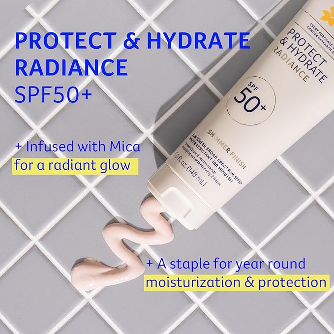 Cancer Council Protect & Hydrate Radiance Body Sunscreen SPF50+, Shimmer Finish Sun Care, Broad Spectrum UVA/UVB Sun Protection, Water Resistant, Paraben & Fragrance Free, Water Resistant, 5fl. oz.