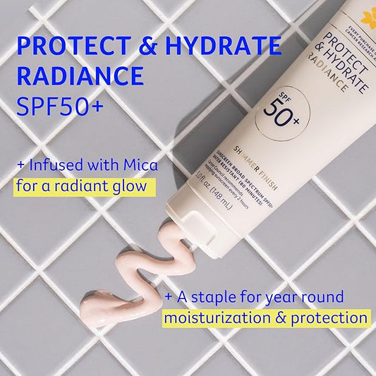 Cancer Council Protect & Hydrate Radiance Body Sunscreen SPF50+, Shimmer Finish Sun Care, Broad Spectrum UVA/UVB Sun Protection, Water Resistant, Paraben & Fragrance Free, Water Resistant, 5fl. oz.