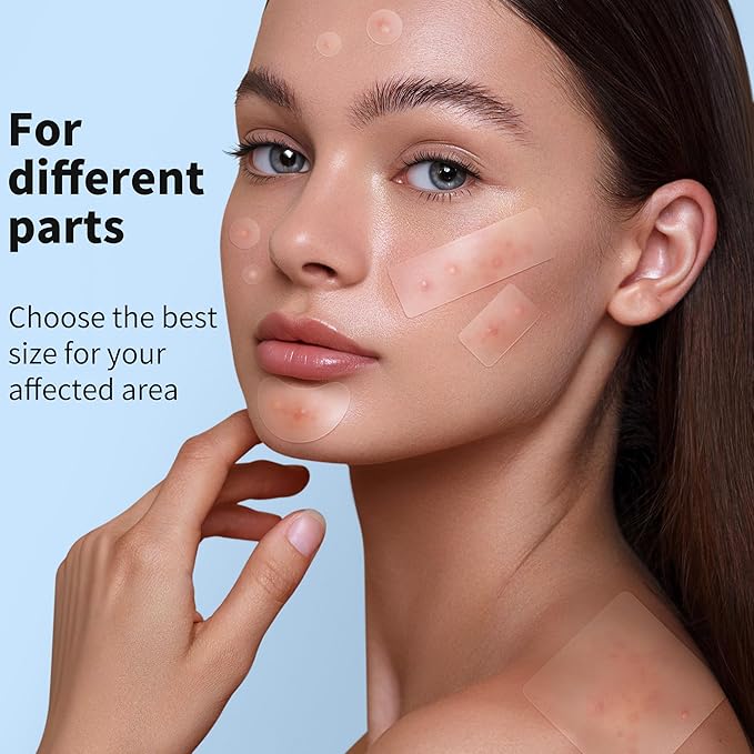 Large Pimple Patches for Face, 8 Sizes 400 Counts XL Acne Patches, Big Hydrocolloid Bandages for Body, Chin, Forehead, Chest, Back Zit Breakouts (Strip, Square, Round, Moon)