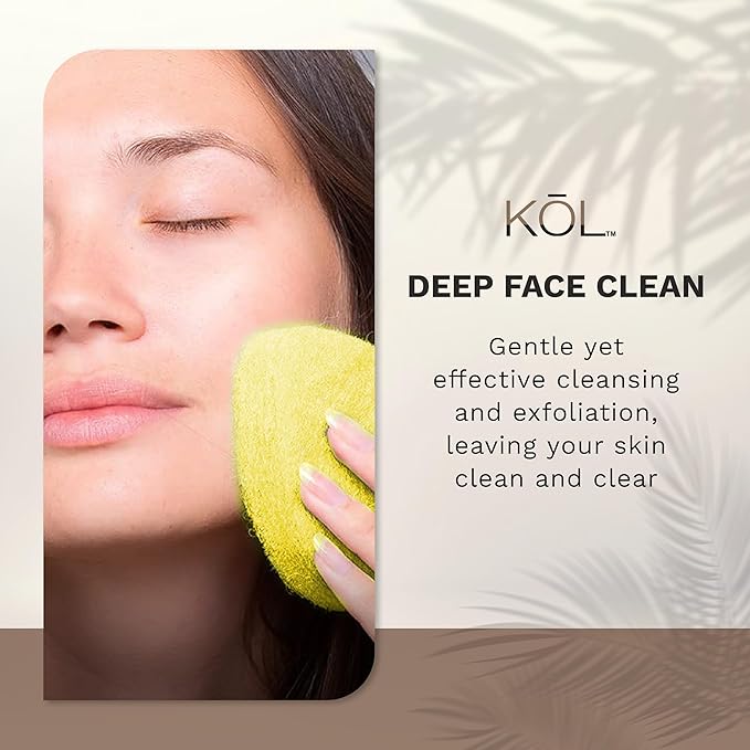 KOL Face Scrubber Pads, Lemon Infused Exfoliating Facial Cleansing Sponges for Daily Face Wash and Makeup Removal, 6 Count
