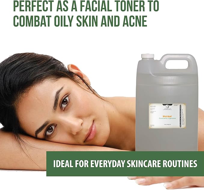 Witch Hazel Natural USP Oil – 100% Pure with 14% Natural Grain Alcohol | Hamamelis Virginiana Extract for Face, Skin, Hair & Wellness | Soothing Properties | 1 Gallon | 128 Fl Oz | Net Weight 8.4 lbs