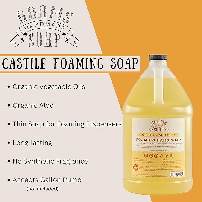 Adams Handmade Soap Liquid Foaming Soap 1 Gal - Citrus Medley (Pack of 4)