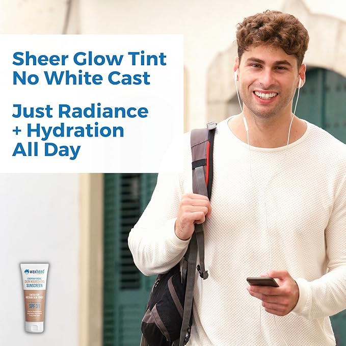 Waxhead Tinted Mineral Sunscreen for Face – Sheer Glow BB Cream Moisturizer with SPF 31, Non-Nano Zinc Oxide, Unscented, Non‑Comedogenic Mineral Facial Sunscreen, Wear under Makeup (Medium Tint 4oz)