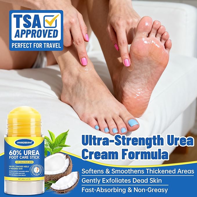 60% Urea + 2% Salicylic Acid Foot Cream–Ultra-Moisturizing Formula, Exfoliates Dead Skin, Softens Dry, Cracked Skin on Feet, Knees, Hands, Elbows. Helps soften callused, rough, or tender areas 2.82oz