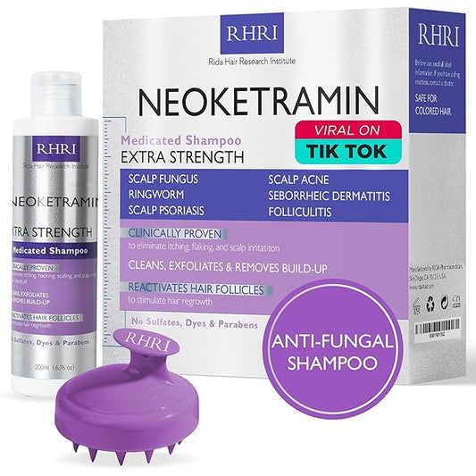 Anti Fungal Shampoo for Men & Women | Anti Dandruff, Medicated, Folliculitis Shampoo for Dry Scalp, Psoriasis, Ringworm | for Itchy, Flaky & Irritated Scalp | No Paraben & Sulphate | w/Scrubber Brush