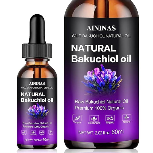 AIninas Bakuchiol Oil Organic for Face - Natural Retinol Alternative Reduces Wrinkles & Fine Lines, Sensitive Skin Safe, Mix with Moisturizer - Hydrating Facial Serum for Day & Night Use, 2 fl oz