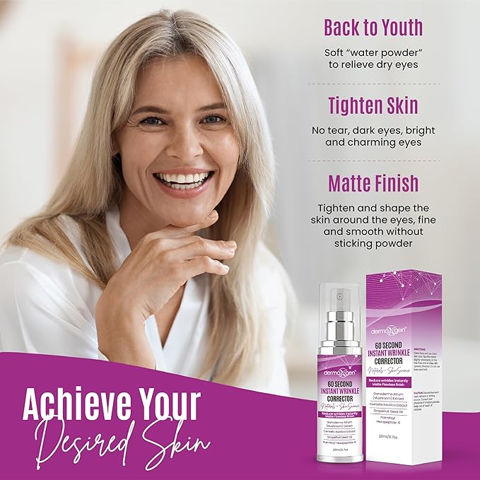 60 Second Instant Wrinkle Corrector Pure Organic + Peptide Complex, Amazing Results For All Skin Types 0.7 Fl Oz / 20 Ml