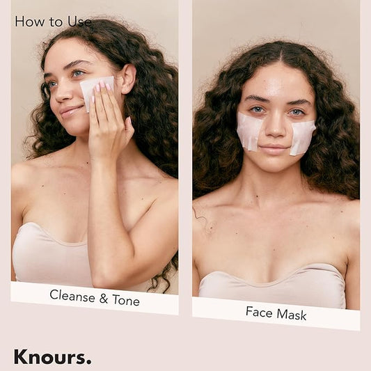 Knours Plump Pad | Natural Plant | Smooth Lines, Firming, Elasticity | Collagen Support | 2-in-1 Toner Pad + Face Mask | Holy Basil | Power Elasticity-Boosting | All Skin | 110 Count | 150ml/5.07oz