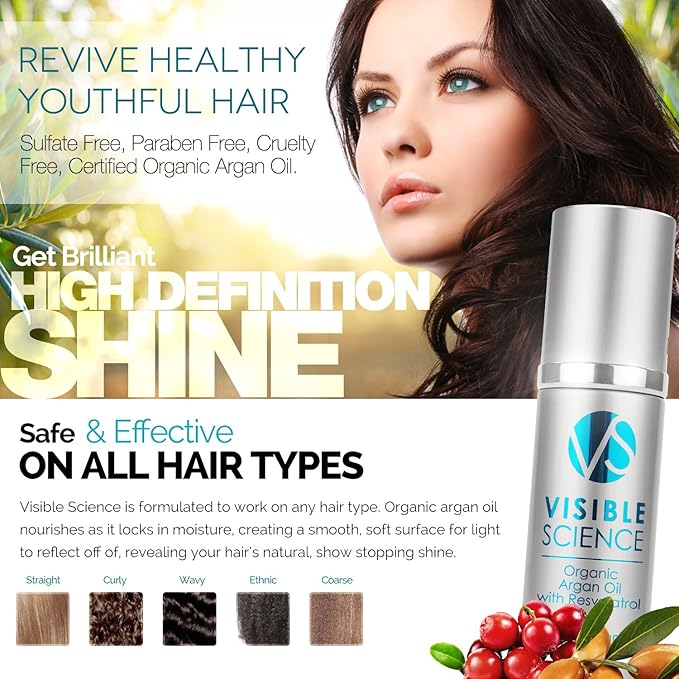 and Visible Science Argan Oil Bundle - Hair Repair Treatment and Heat Protectant + Argan Oil Serum for Gorgeous Shiny Hair - Repair and Prevent Damage - Seal Split Ends (2 Items)