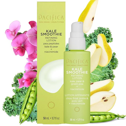 Pacifica Kale Smoothie Face Lotion, Refining Skincare, Face Moisturizer, Niacinamide, Vitamin C and E, Minimize Pores, Face Serum, For All Skin Types, Oily, Combination, Vegan, 1.7 fl oz (1 Count