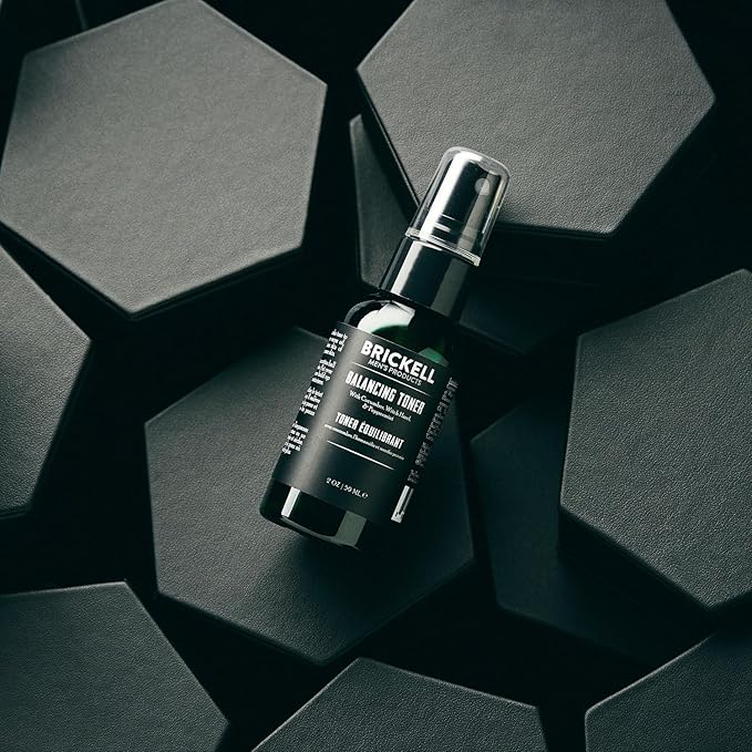 Brickell Men's Balancing Toner for Men, Natural and Organic Alcohol-Free Cucumber, Mint Facial Toner with Witch Hazel, 2 Ounce, Scented